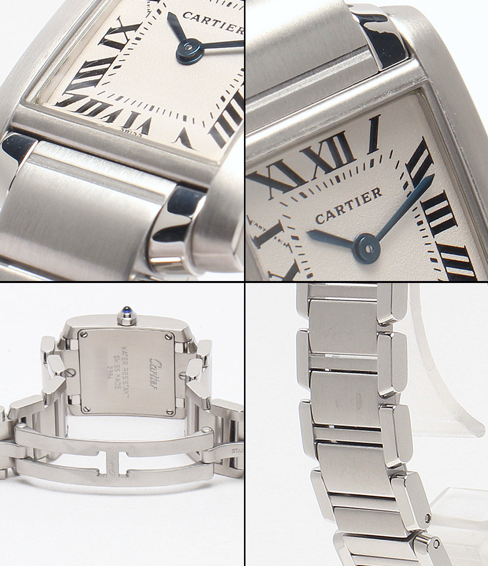 美品 Cartier 腕時計 タンク フランセーズ クオーツ ホワイト 2384 レディース カルティエ
