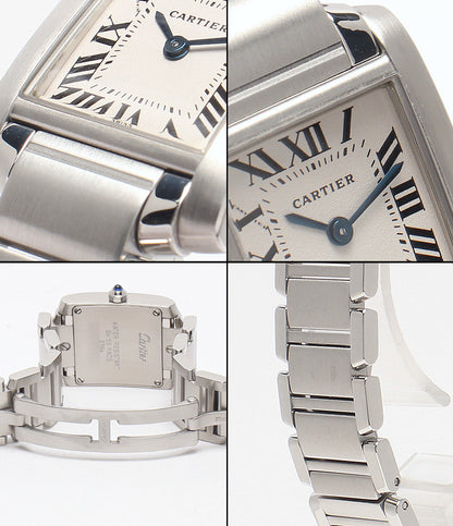 美品 Cartier 腕時計 タンク フランセーズ クオーツ ホワイト 2384 レディース カルティエ
