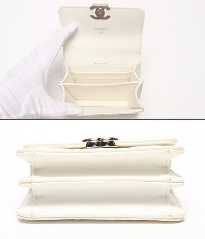 CHANEL ミニチェーンショルダーバッグ クラッチバッグ 肩掛け 斜め掛け シルバー金具 マトラッセ キャビアスキン 32番台 シングルフラップ レディース