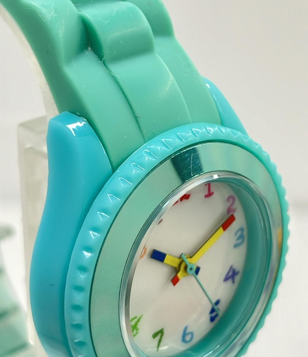 腕時計 クレパスコラボ クオーツ ホワイト NCT-01-GRN レディース タイムステーションNEO