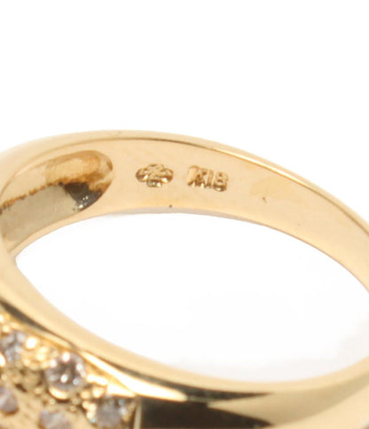 美品 リング 指輪 K18 パール 7.7mm ダイヤ 0.25ct レディース SIZE 10号