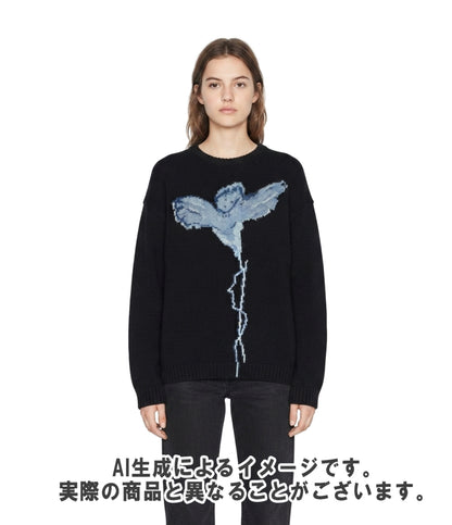 Christian Dior 長袖 エンジェルプリント カシミヤ ニット 7H24547AM004 レディース SIZE 46 (L) クリスチャンディオール