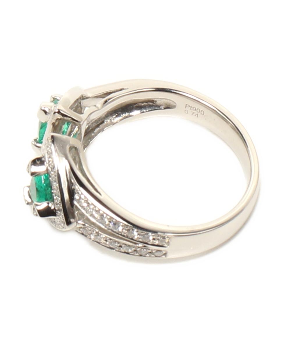 美品 リング 指輪 Pt900 エメラルド0.74ct ダイヤ0.68ct レディース SIZE 11号