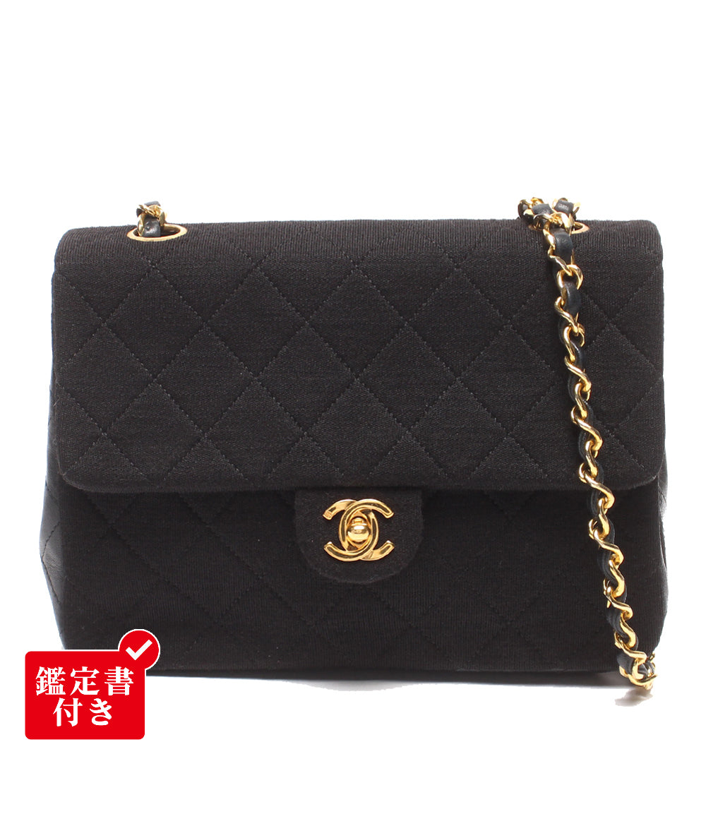 CHANEL チェーンショルダーバッグ 肩掛け ゴールド金具 ミニマトラッセ シングルフラップ シングルチェーン 1番台 ラムスキン×コットン レディース