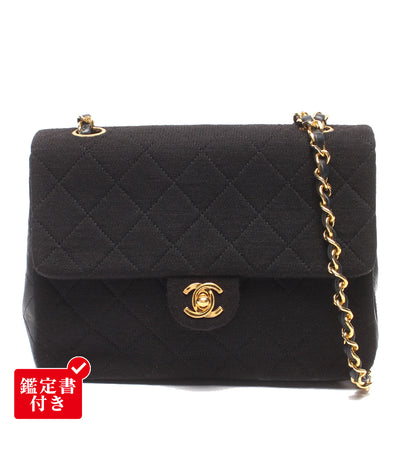 CHANEL チェーンショルダーバッグ 肩掛け ゴールド金具 ミニマトラッセ シングルフラップ シングルチェーン 1番台 ラムスキン×コットン レディース