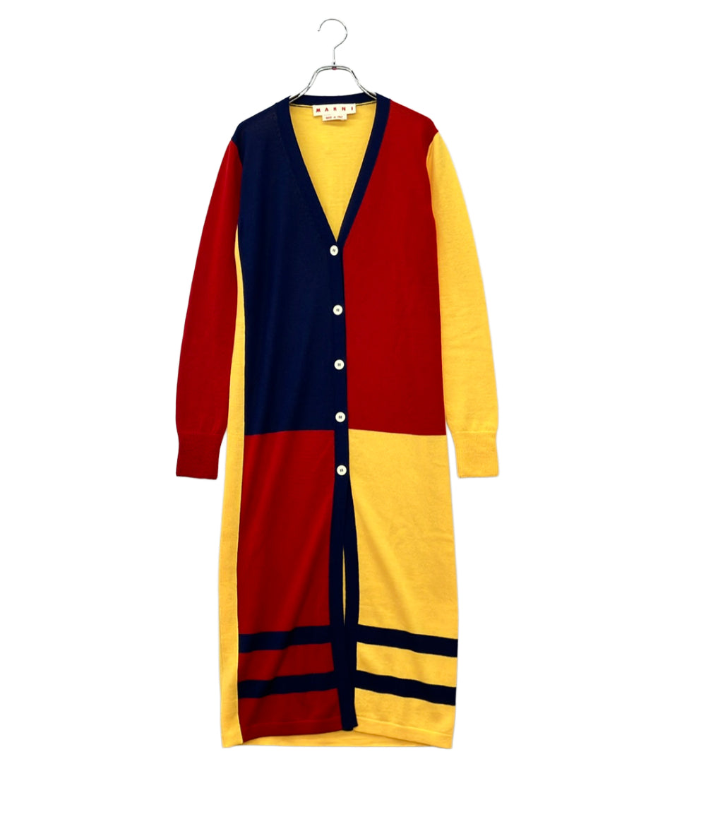 美品 MARNI カラーブロック ロングカーディガン レディース SIZE 36 (XS) マルニ