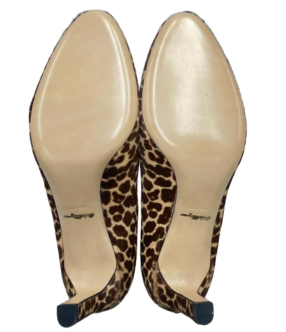 美品 サルヴァトーレフェラガモ レオパード柄ハラコパンプス 2YB 37760 70B レディース SIZE 6 (M) Salvatore Ferragamo