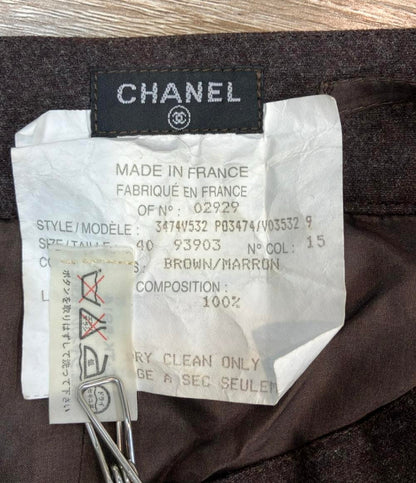 CHANEL ミニスカート ココマークボタン付き プリーツ ウール シルク100% C-TK-5914 レディース SIZE 40 (M) シャネル