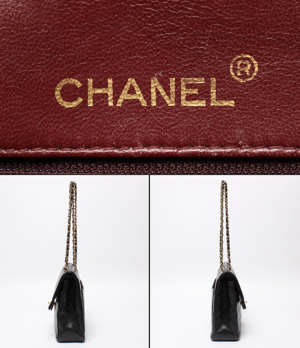 CHANEL チェーンショルダーバッグ ゴールド金具 マトラッセ25 ラムスキン ダブルチェーン ダブルフラップ 1番台 レディース シャネル