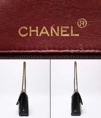 CHANEL チェーンショルダーバッグ ゴールド金具 マトラッセ25 ラムスキン ダブルチェーン ダブルフラップ 1番台 レディース シャネル