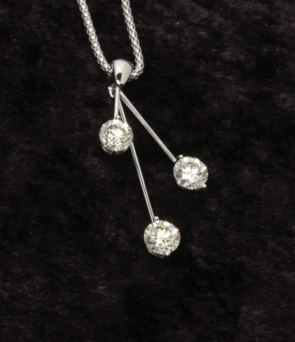 美品 ネックレス K18WG Pt900 イエローダイヤ 1.00ct 1.01ct 1.04ct スイング レディース