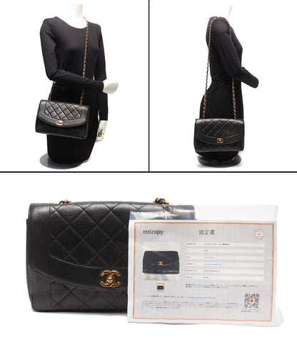 CHANEL チェーンショルダーバッグ 肩掛け ゴールド金具 マトラッセ ダイアナ25 シングルチェーン シングルフラップ 4番台 A01165 レディース シャネル