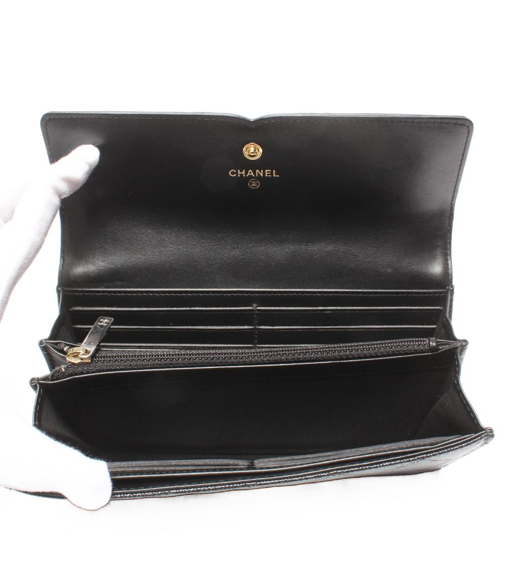 CHANEL 長財布 ゴールド金具 CCフィグリー キャビアスキン A84448