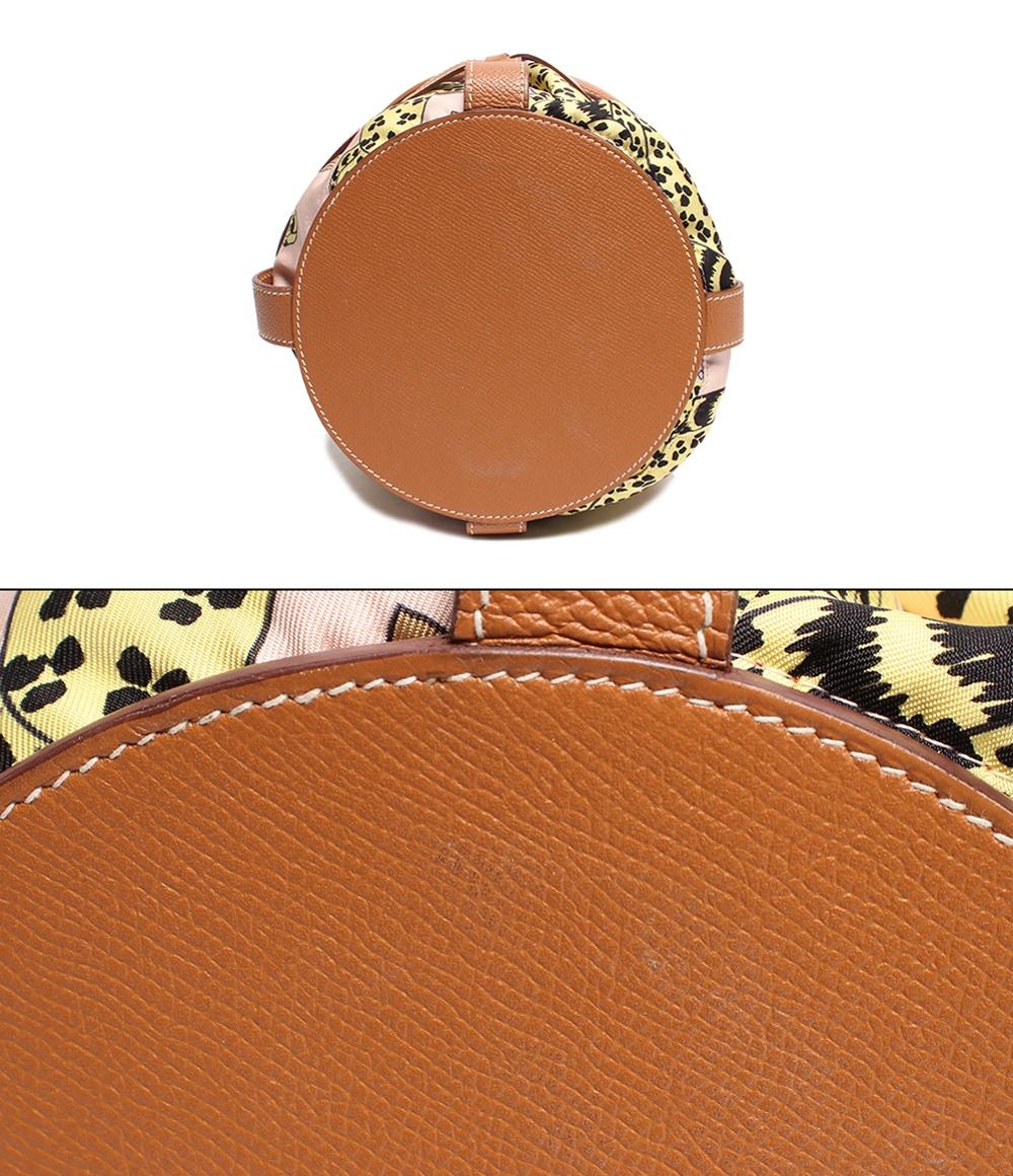 エルメス 2wayハンドバッグ 巾着 X刻印 シルバー金具 ミュザルディーヌ ローズエグランタイン×ゴールド レオパード ヴォーエプソン レディース HERMES