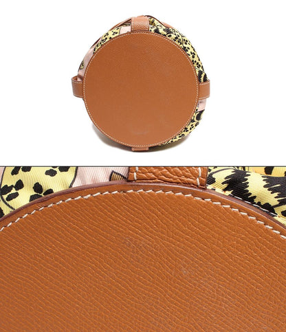 エルメス 2wayハンドバッグ 巾着 X刻印 シルバー金具 ミュザルディーヌ ローズエグランタイン×ゴールド レオパード ヴォーエプソン レディース HERMES