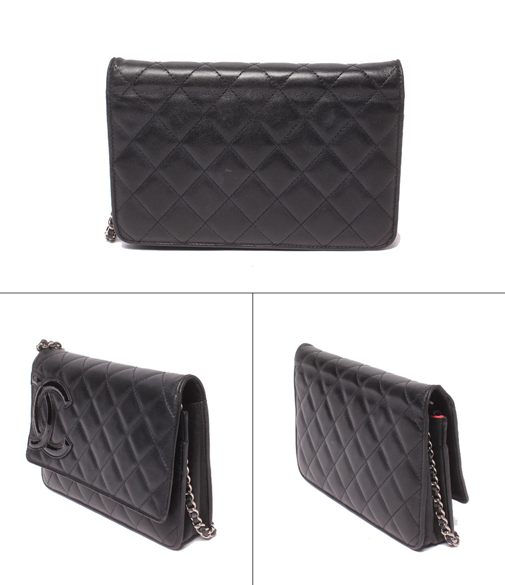 CHANEL チェーンウォレット チェーンショルダーバッグ 斜め掛け シルバー金具 14番台 カンボンライン レディース シャネル