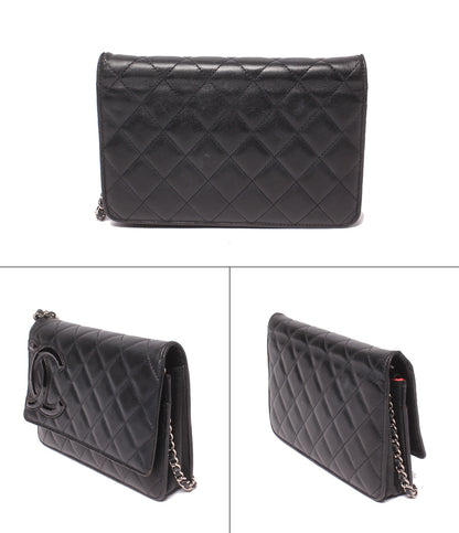 CHANEL チェーンウォレット チェーンショルダーバッグ 斜め掛け シルバー金具 14番台 カンボンライン レディース シャネル