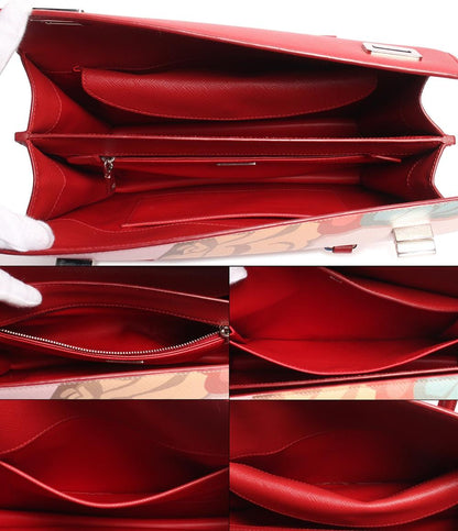 プラダ レザートートバッグ シルバー金具 リアーナ Pink Girlフェイス アート サフィアーノ  ALABASTRO B2710X レディース PRADA