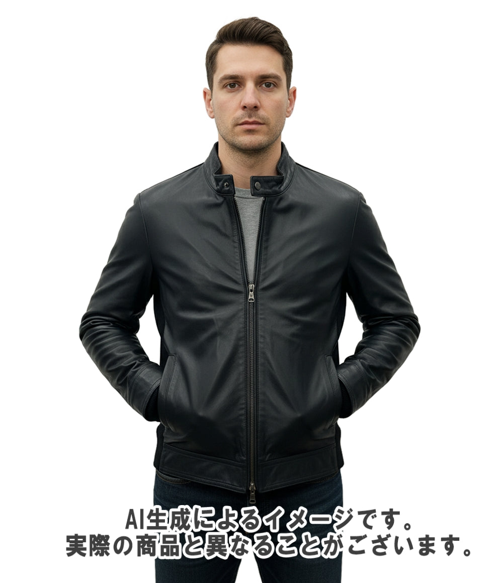 EMMETI シングルライダースジャケット JURI MAGLIA  ニット切替 メンズ SIZE 48 (L) エンメティ