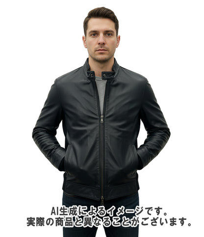EMMETI シングルライダースジャケット JURI MAGLIA  ニット切替 メンズ SIZE 48 (L) エンメティ