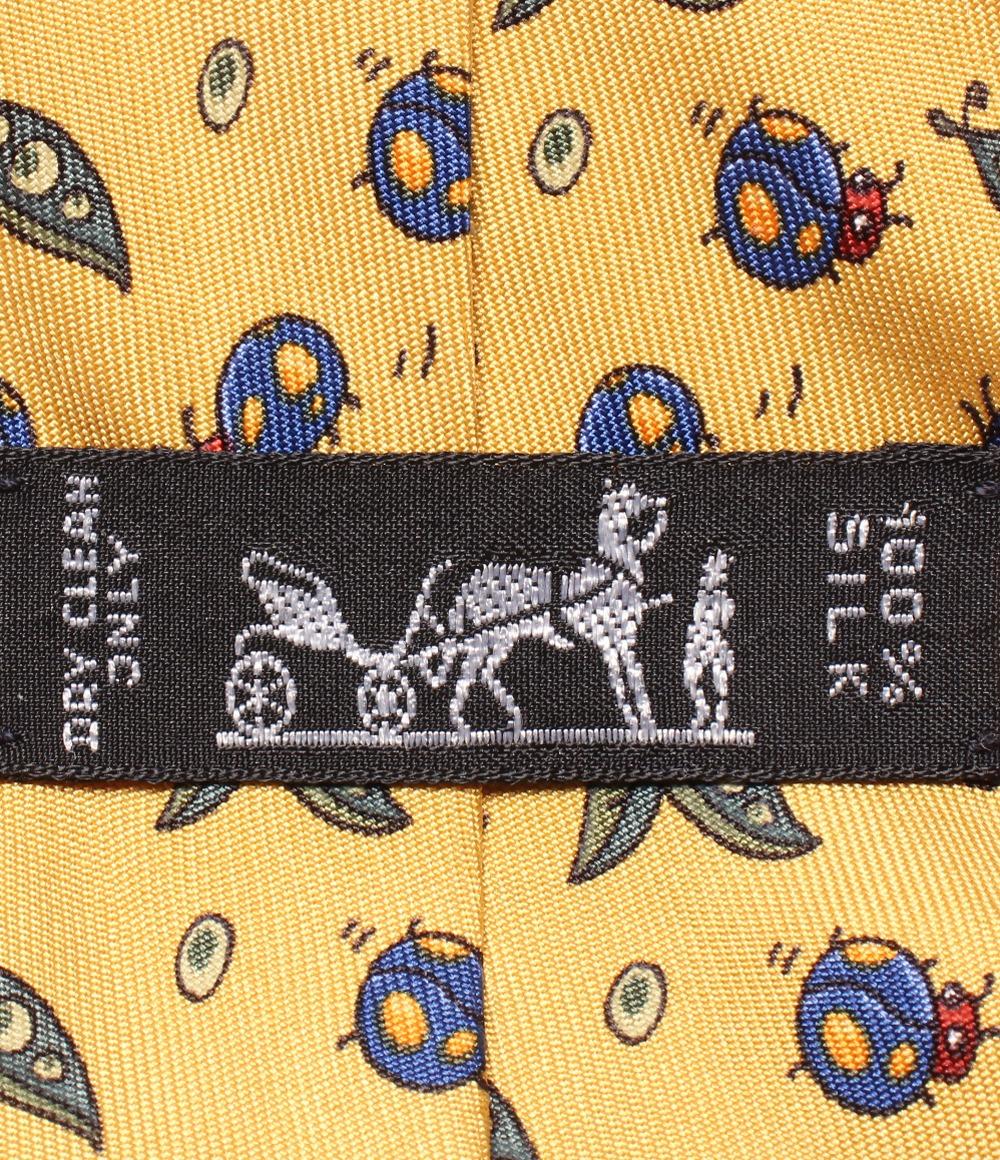 エルメス ネクタイ シルク100％ てんとうむし柄 メンズ HERMES