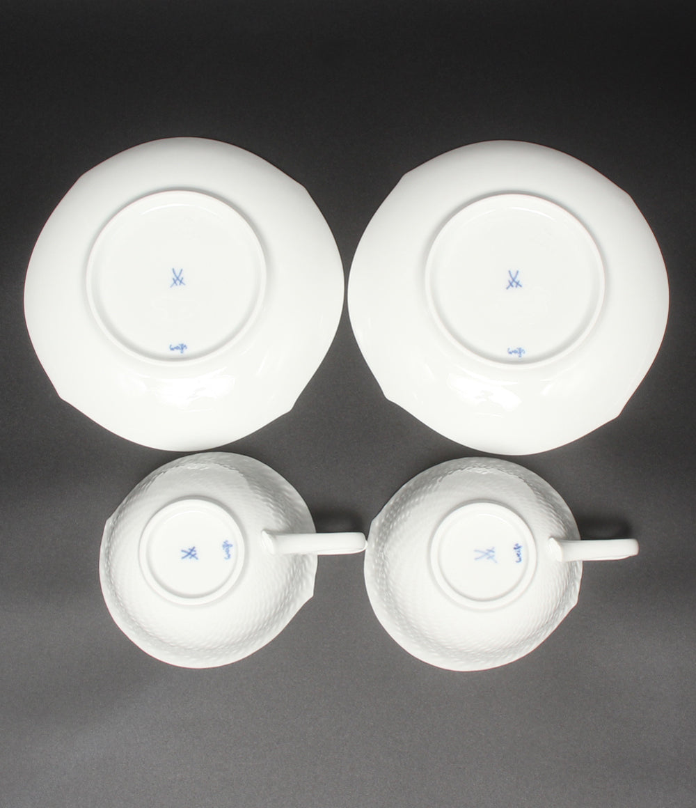美品 Meissen カップ＆ソーサー 2客セット ペア 波の戯れ マイセン