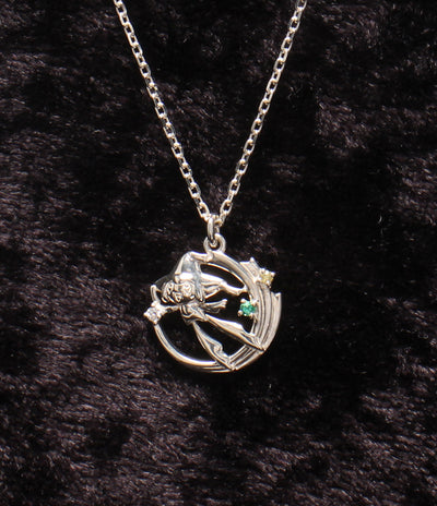 美品 U-TREASURE ネックレス SV925 ダイヤモンド イエローサファイア エメラルド ポケットモンスター ポケモン ジラーチ レディース