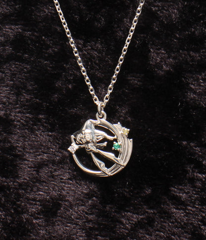 美品 U-TREASURE ネックレス SV925 ダイヤモンド イエローサファイア エメラルド ポケットモンスター ポケモン ジラーチ レディース