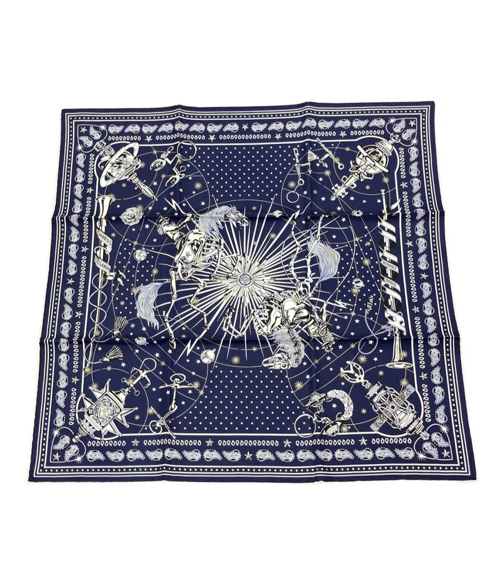 美品 エルメス スカーフ バンダナ カレ55 シルク100% コーラス ステラルム レディース HERMES