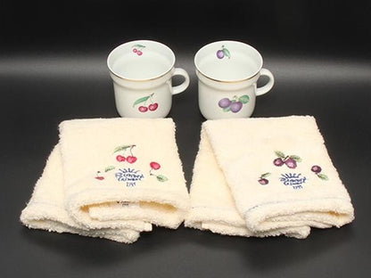 美品 Richard Ginori マグカップ ハンドタオル 4点セット ボンジョルノチェリー プルーン リチャードジノリ