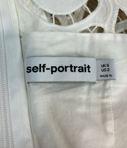self-portrait 半袖ワンピース ベルト付き レース ホワイト レディース SIZE UK6 (S) セルフ ポートレイト