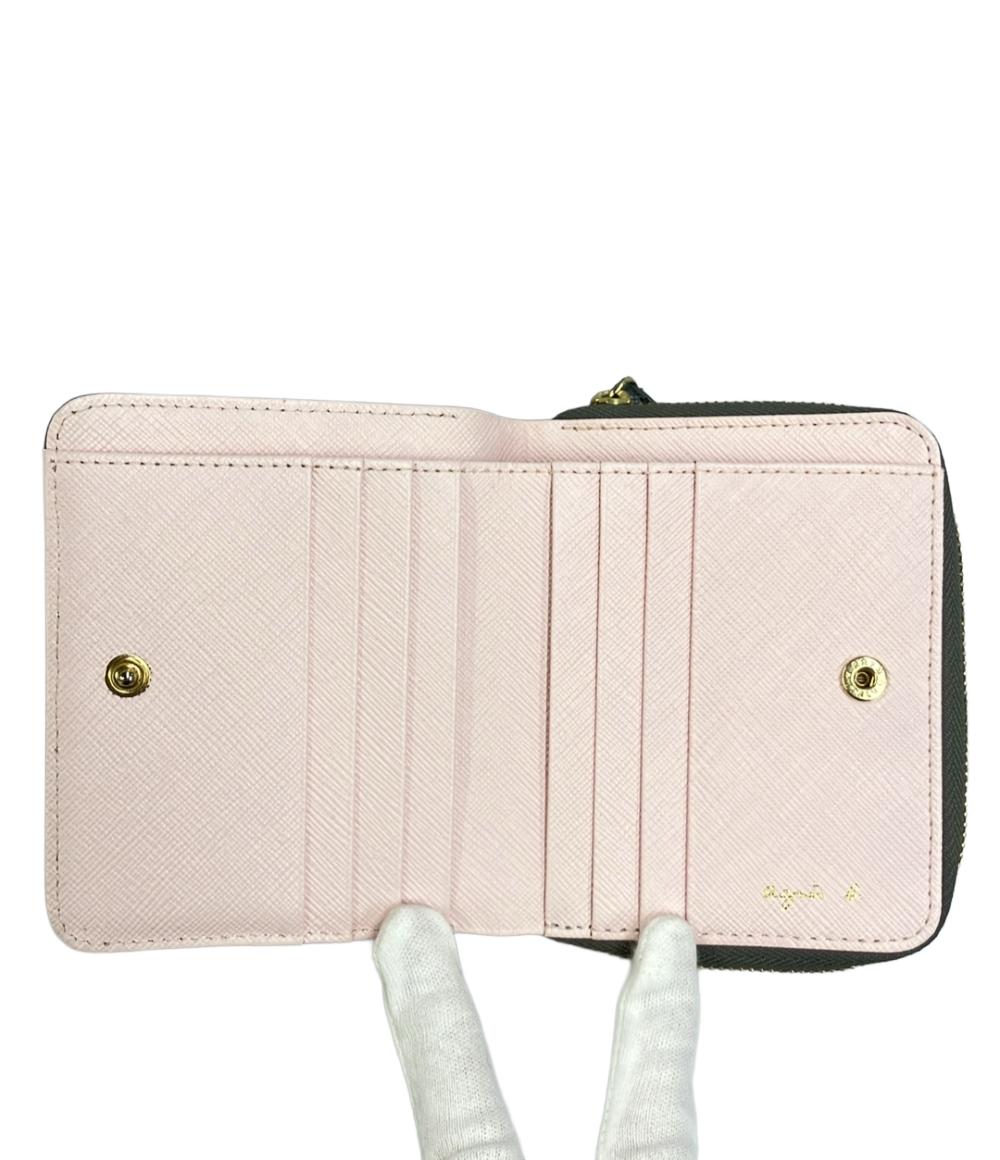 agnes b. 折りたたみ財布 Agnes b.】ミニウォレット ミニ財布 二つ折り レザー ロゴ (Agnes b