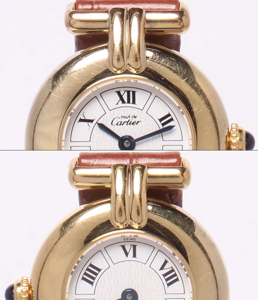 Cartier 腕時計 SV925 マスト コリゼ ヴェルメイユ マスト ドゥ カルティエ クオーツ ホワイト 590002 レディース カルティエ