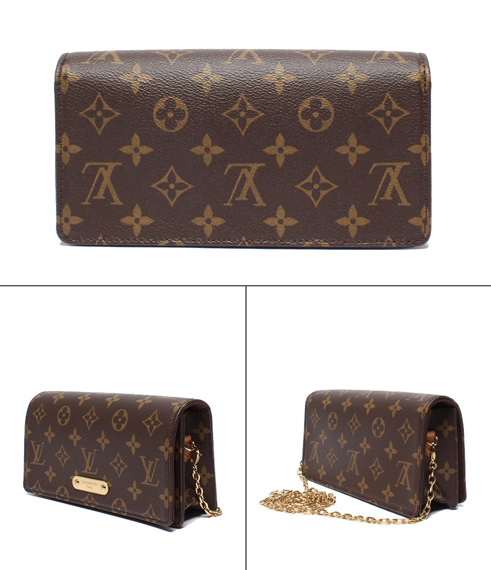 美品 LOUIS VUITTON ショルダーウォレット ショルダーバッグ クラッチバッグ 斜め掛け 肩掛け ウォレット オン チェーン リリー モノグラム M82509