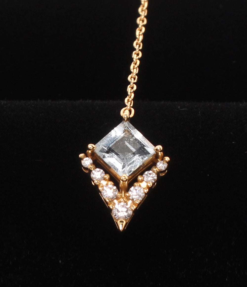 美品 STAR JEWELRY ネックレス K18 アクアマリン ダイヤ 0.06ct レディース スタージュエリー