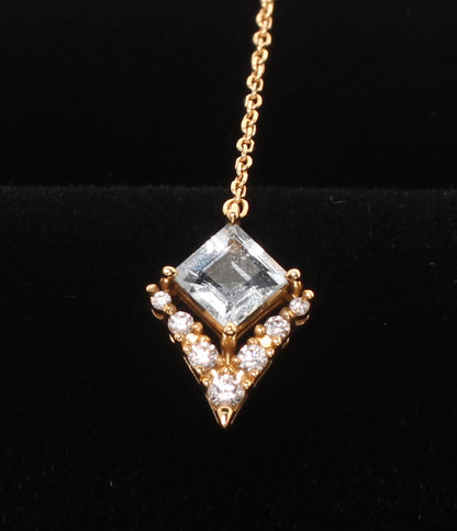 美品 STAR JEWELRY ネックレス K18 アクアマリン ダイヤ 0.06ct レディース スタージュエリー