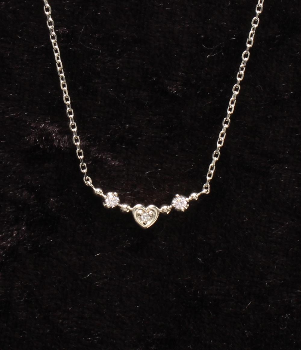 美品 ヨンドシー ネックレス SV ダイヤ ピンクトルマリン ハートモチーフ レディース 4℃