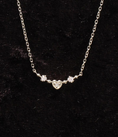 美品 ヨンドシー ネックレス SV ダイヤ ピンクトルマリン ハートモチーフ レディース 4℃