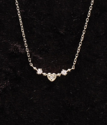 美品 ヨンドシー ネックレス SV ダイヤ ピンクトルマリン ハートモチーフ レディース 4℃