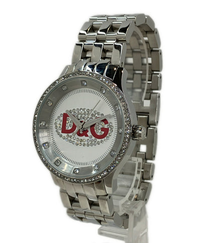 美品 D&G 腕時計 プライムタイム クオーツ シルバー DW0144 メンズ ディーアンドジー