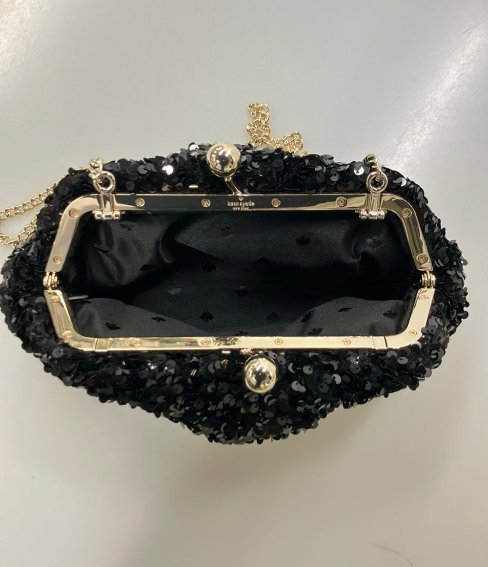 美品 Kate Spade ショルダーバッグ チェーンバッグ 斜め掛け がま口 スパンコール レディース ケイトスペード