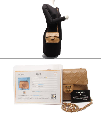 CHANEL チェーンショルダーバッグ 斜め掛け ゴールド金具 ラムスキン 1番台 マトラッセ レディース シャネル