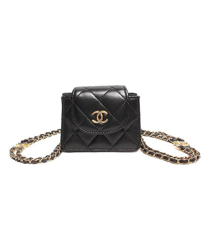 シャネル チェーンレザーショルダーバッグ ココマーク ゴールド金具 マイクロマトラッセ ラムスキン レディース CHANEL