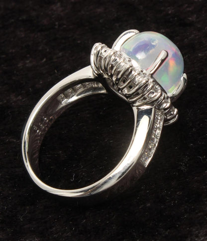美品 リング 指輪 Pt900 ウォーターオパール3.92ct ダイヤ1.13ct レディース SIZE 12号