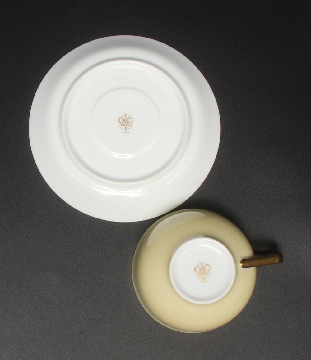 大倉陶園 カップ＆ソーサー 4客セット 色蒔き クリーム オオクラトウエン