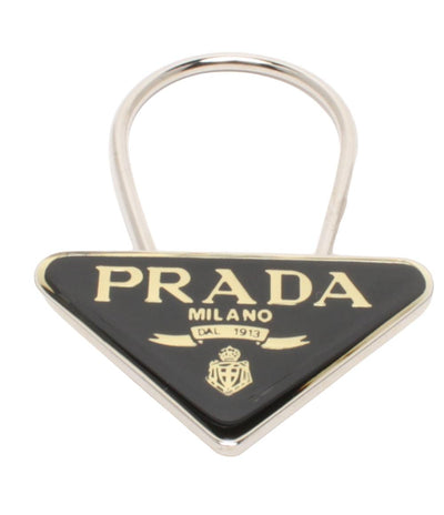 美品 プラダ チャーム キーリング キーホルダー トライアングル ロゴ ユニセックス PRADA