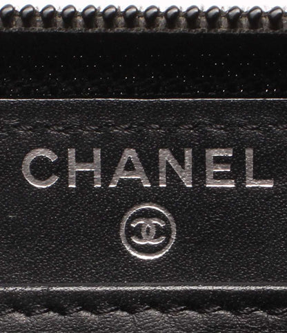 CHANEL ラウンドファスナー長財布 シルバー金具 キャビアスキン レディース シャネル