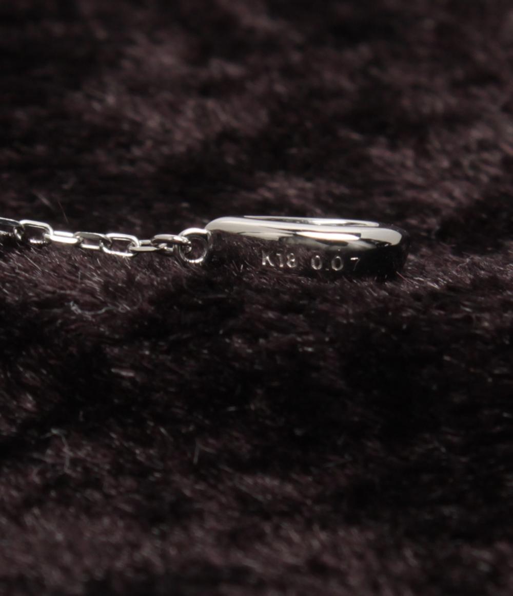 美品 ネックレス K18WG ダイヤ 0.07ct しずくモチーフ レディース