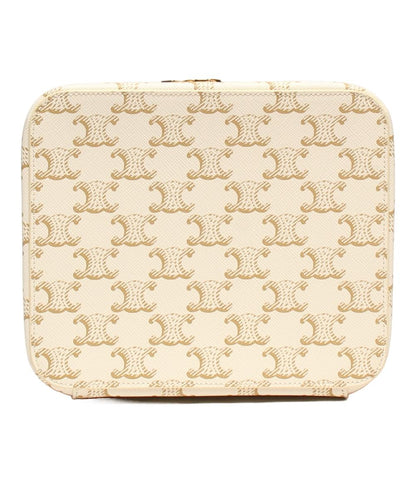 美品 CELINE ハンドバッグ スクエア バニティーケース トリオンフキャンバス&カーフスキン レディース セリーヌ