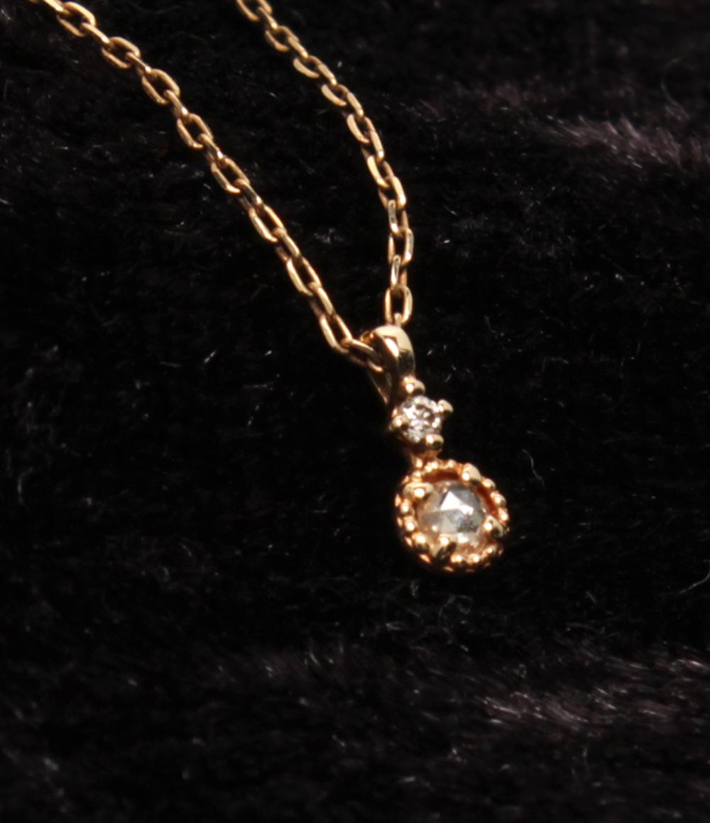 美品 アガット ネックレス K10 ダイヤ 0.02ct レディース agete
